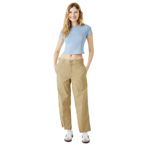 Women's Micro Rib Baby Tee Solid Baby Blue Blend model